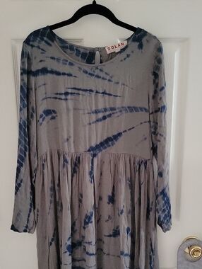 Anthropologie Dolan Green Blue Tie Dye Long Sleeve Maxi Dress